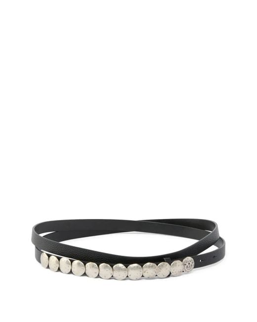 Pinko White Double-Wrap Leather Belt With Studs, 1.5 Cm
