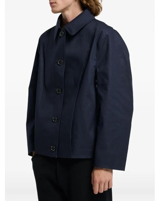 Barrie Blue Button-Fastening Cotton Raincoat