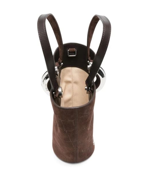 Jacquemus Brown Crocodile-Effect Ring-Detail Tote Bag