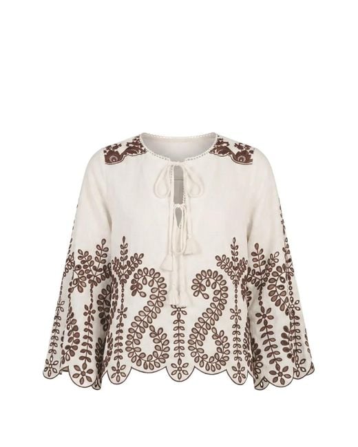 CHRISTY LYNN Natural Kora Embroidered Blouse