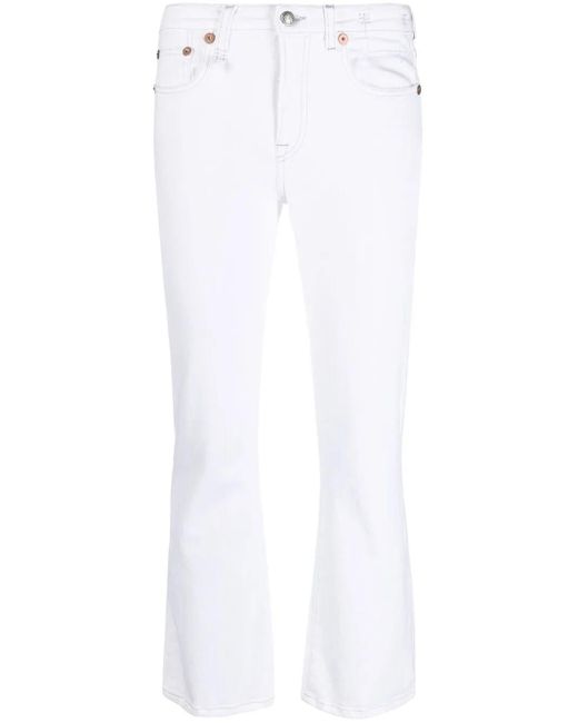 R13 White Flared Cropped Jeans