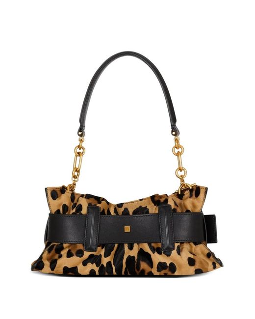 Balmain Black Mini Leopard Anthem Shoulder Bag