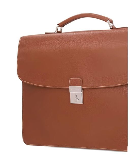 Longchamp Brown Leather Top-Handle Briefcase