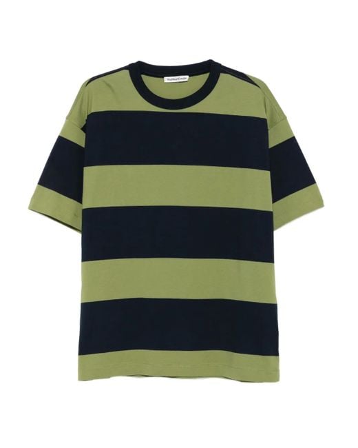 YMC Green Striped Short-Sleeve T-Shirt for men