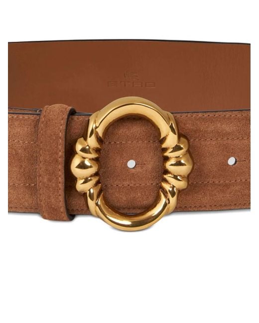 Etro Brown Oval-Buckle Suede Belt