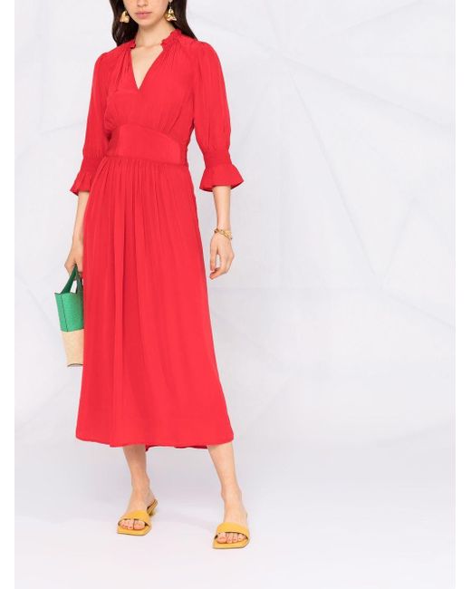 Ba&sh Red Posita V-neck Maxi Dress