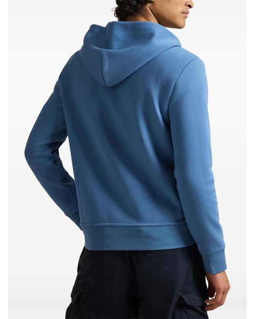 Polo Ralph Lauren Blue Full-Zip Logo-Embroidery Hoodie for men