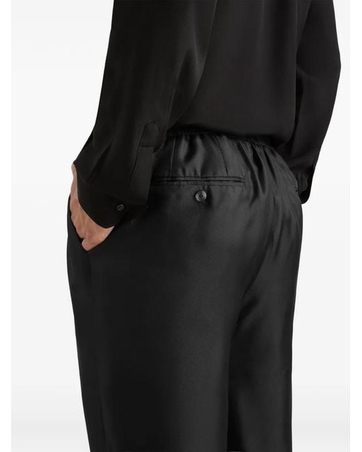 Dolce & Gabbana Black Silk Twill Jogging Trousers for men
