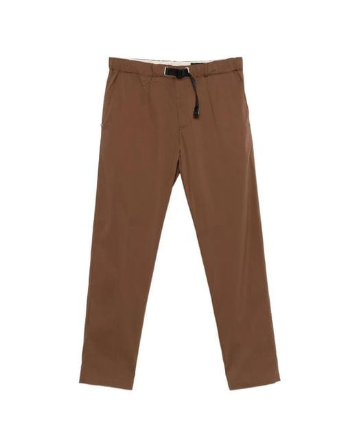 White Sand Brown Belted Trousers for men