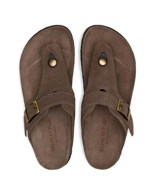 Marc O' Polo Brown Buckle Suede Sandals