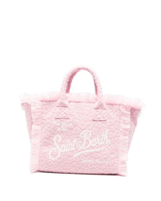 Mc2 Saint Barth Pink Fringed-Trim Tote Bag