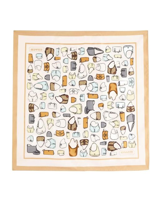 COACH Natural Printed Silk Bandana Scarf