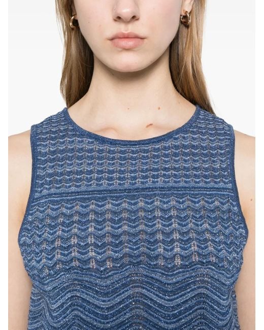 Sandro Blue Glitter-Knit Top
