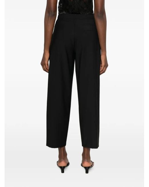 Tela Black Pleated-Detail Cropped Trousers