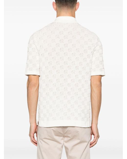 Camisa de punto con ajedrez en intarsia Eleventy de hombre de color White