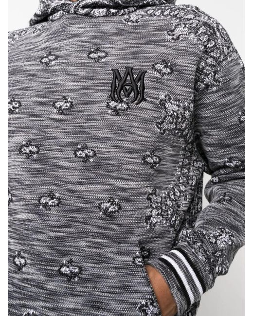 Amiri Gray Logo-patch Pullover Hoodie for men