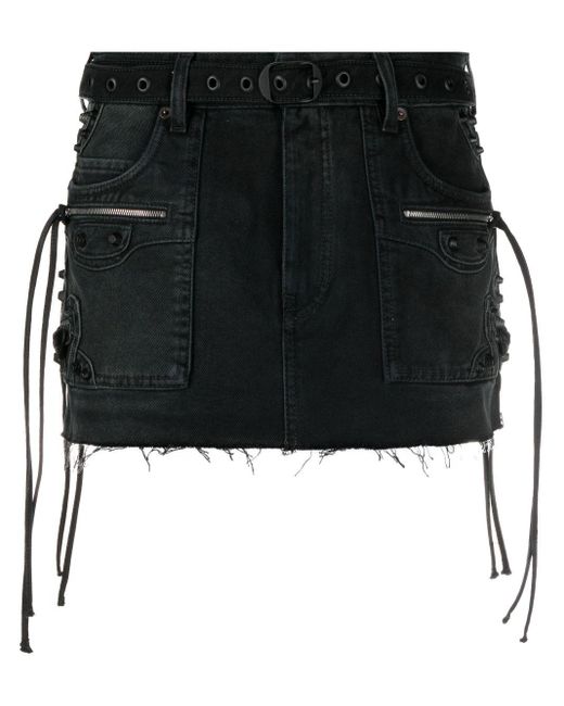 Balenciaga Black Cagole Denim Miniskirt