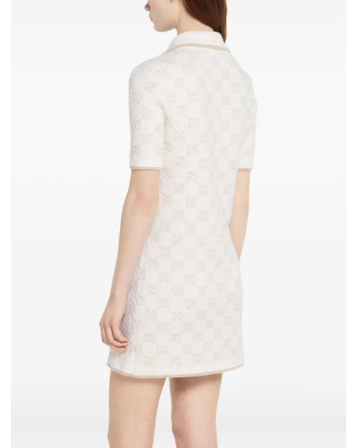 Gucci Women's White Gg-Pattern Short-Sleeve Mini Dress Gucci Women's White Gg-Pattern Short-Sleeve Mini Dress