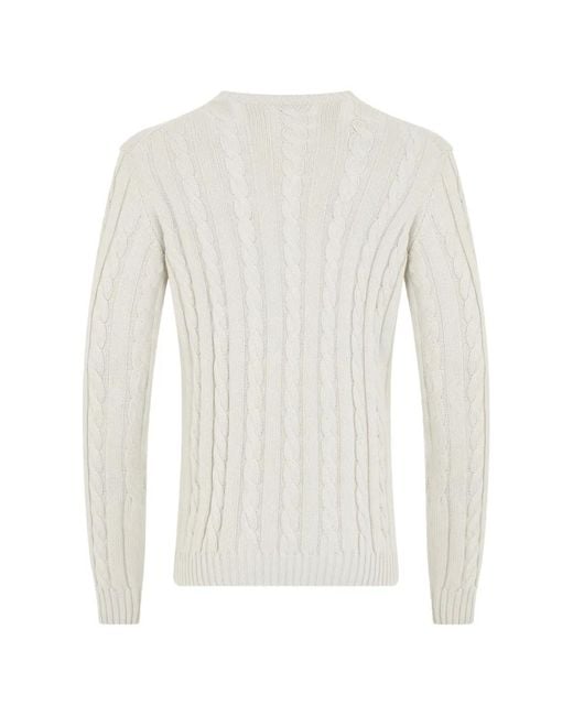 Fedeli White Cable-Knit Sweater for men