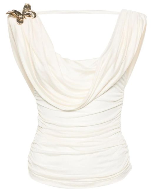 Haut Satiné À Design Sans Manches Blumarine en coloris White