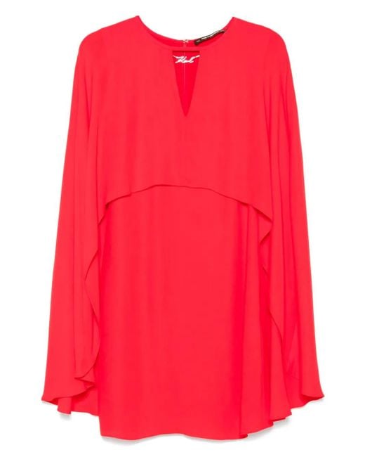 Karl Lagerfeld Red Cape-Design Mini Dress