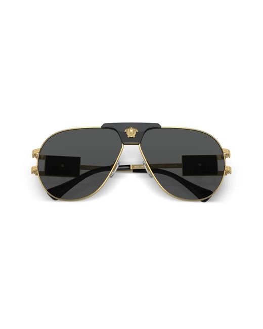 Versace Gray Pilot-Frame Sunglasses for men