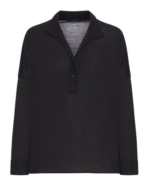 Transit Black Wool Polo Top