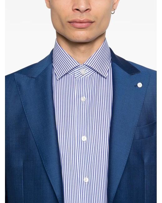 Luigi Bianchi Blue Notched-Lapel Suit for men