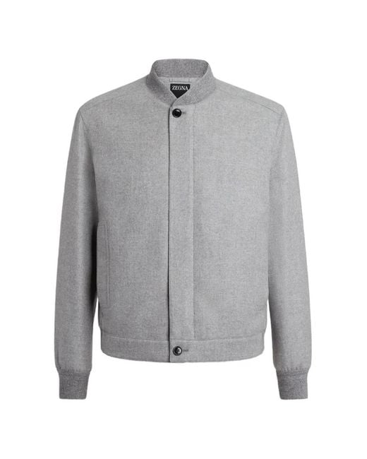 Zegna Gray Veste Bomber Oasi À Boutonnière for men