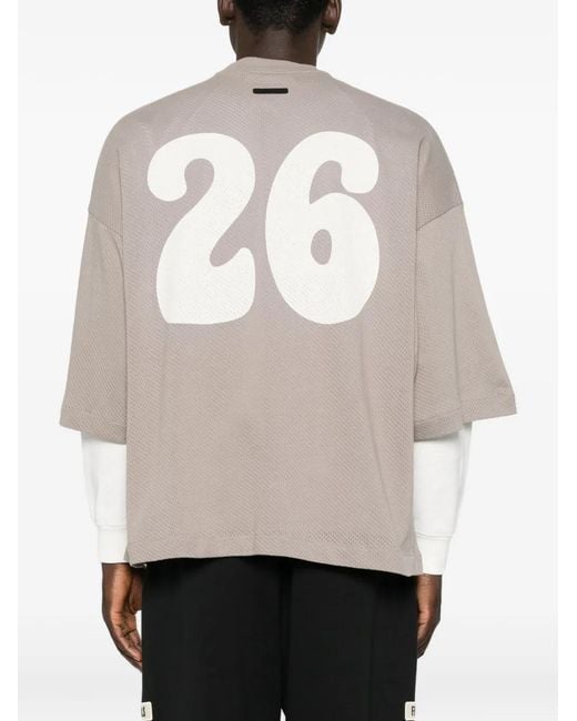 Fear Of God White Sport Mesh Merch Graphic-Print T-Shirt for men