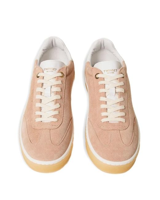 Twinset Pink Suede Sneakers