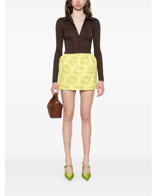 Gucci Yellow Printed Cotton Mini Skirt