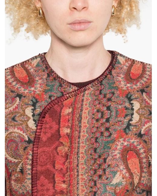 Pierre Louis Mascia Red Pancake Cape mit Paisley-Print