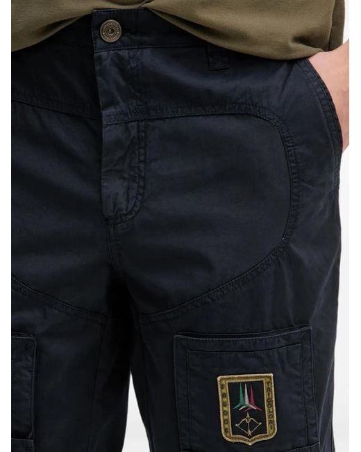Aeronautica Militare Black Patch-Detail Cargo Shorts for men