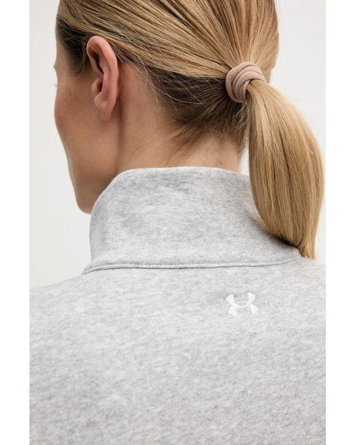Under Armour Gray Ua Rival Script Quarter-Zip Cropped Sweater