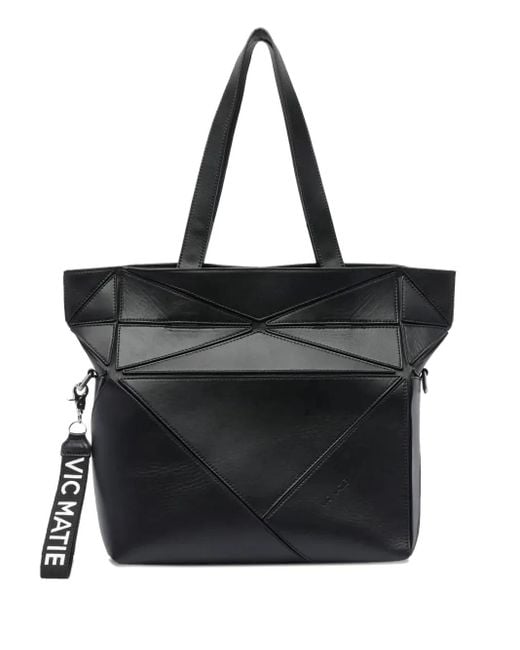 Vic Matié Black Geometric-Panelled Shoulder Bag