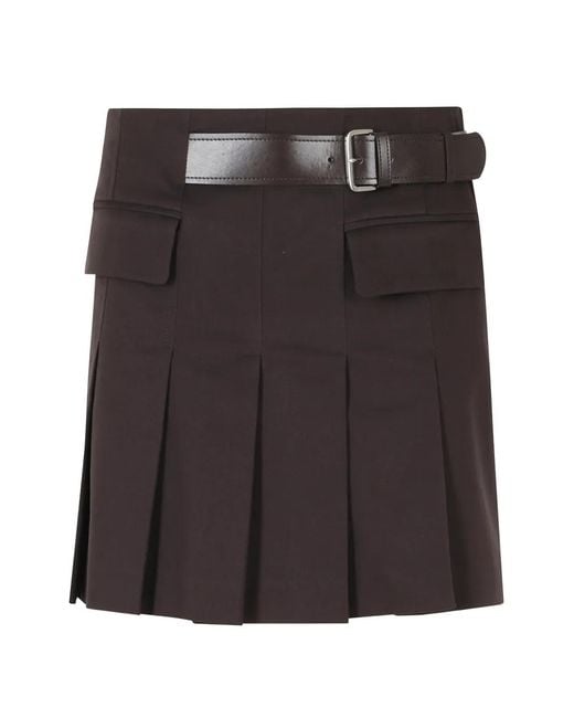 Semicouture Black Doris Belted Pleated Mini Skirt