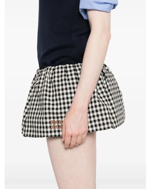 Miu Miu Geruite Mini-Rok in het Black