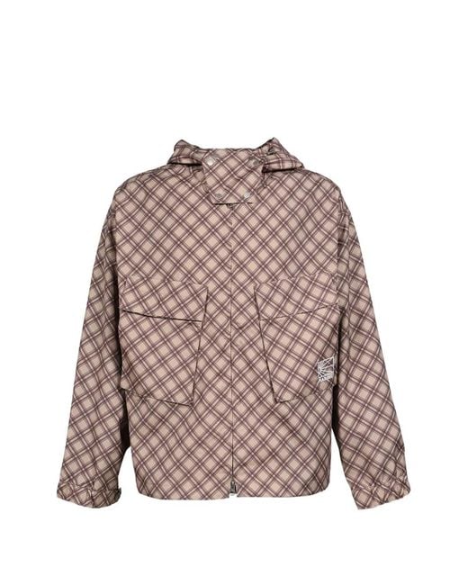 Rassvet (PACCBET) Brown Tartan-Pattern Hooded Jacket
