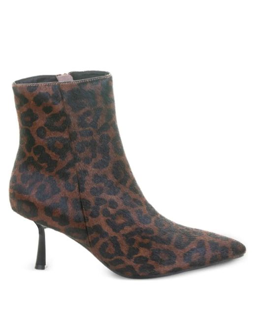 Bibi Lou Brown Leopard-Print Heeled Boots