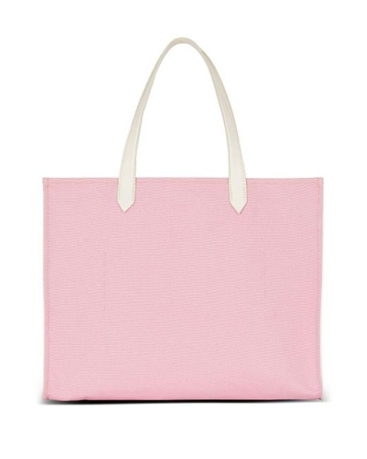 Balmain Pink Mittelgroße Cabas-Tasche B-Army aus Canvas und Leder