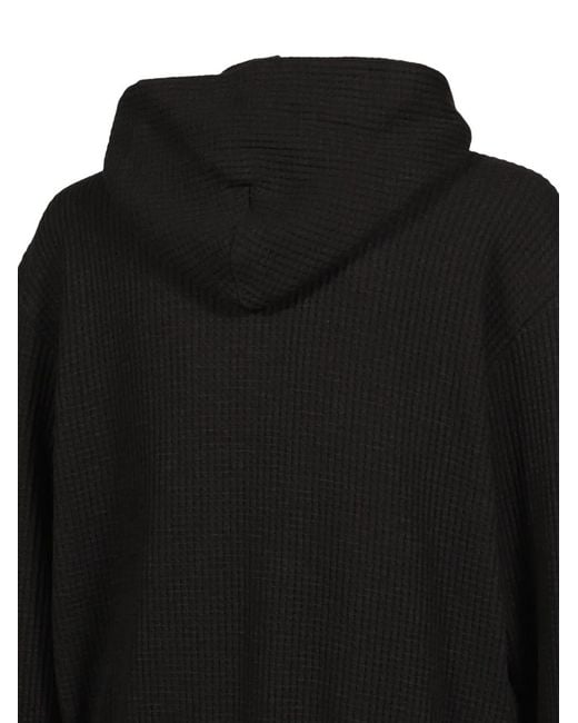 HELIOT EMIL Black Risset Waffle-Knit Hoodie for men