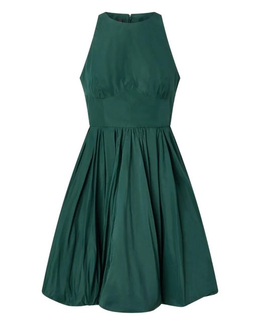 Pinko Green Round-Neck Fit-And-Flare Mini Dress