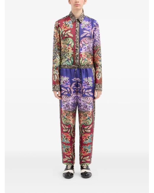 Pierre Louis Mascia Blue All-Over Print Trousers