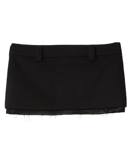Miu Miu Black Satin-trim Velour Miniskirt
