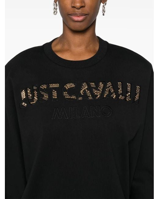 Just Cavalli Black Stud-Detail Cotton Sweatshirt