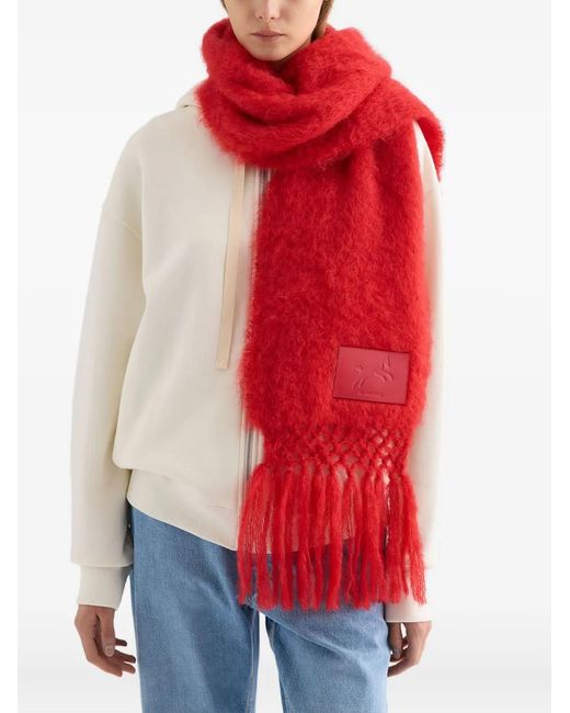 Jil Sander Red Wool Blend Scarf
