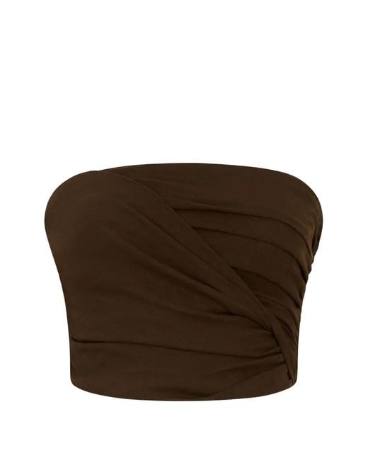 Ganni Brown Twisted Bandeau Top