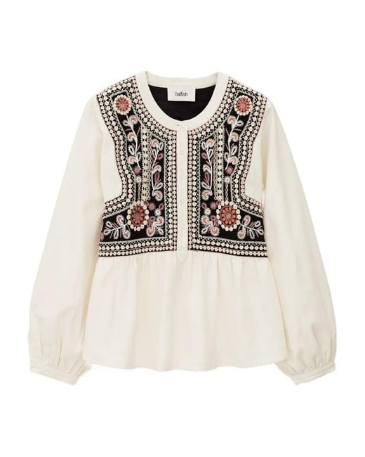 Ba&sh Natural Alec Embroidered Blouse