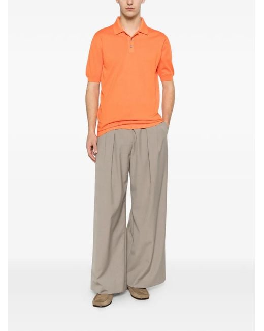 Kiton Orange Buttoned Polo Shirt for men